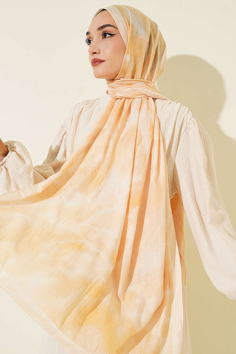 Patterned Bamboo Crinkle Shawl, Yellow Series - Multicolour 7