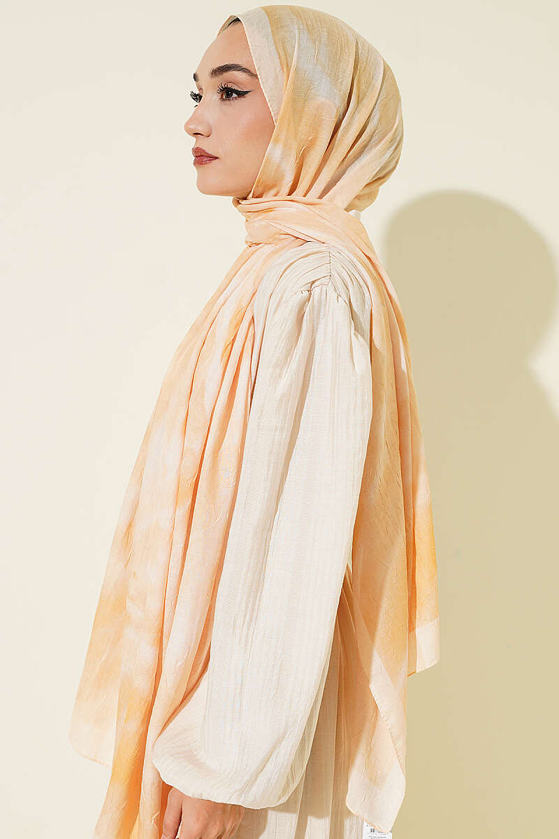 Patterned Bamboo Crinkle Shawl, Yellow Series - Multicolour 7