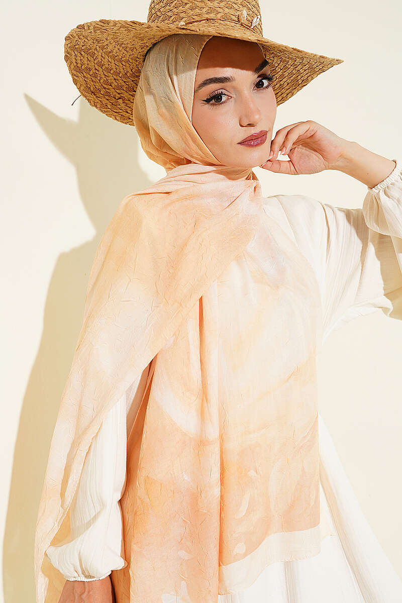 Patterned Bamboo Crinkle Shawl, Yellow Series - Multicolour 8