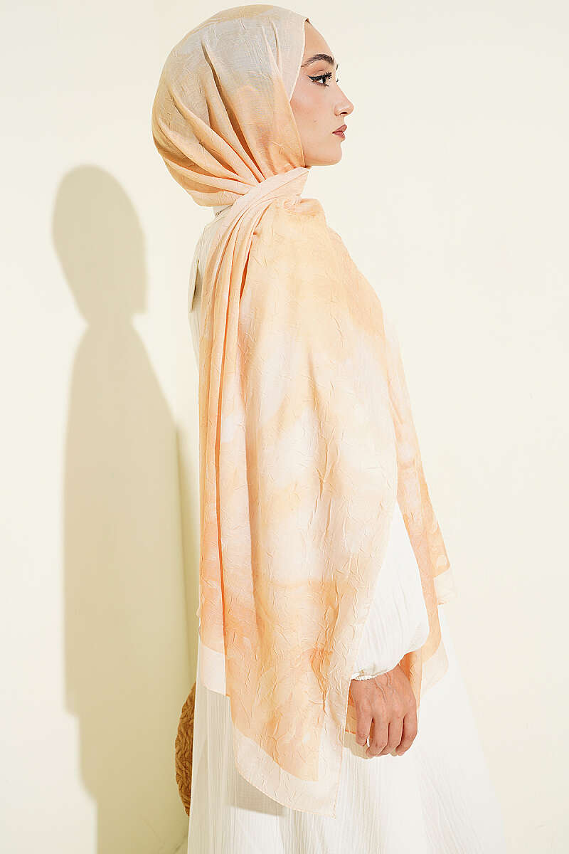 Patterned Bamboo Crinkle Shawl, Yellow Series - Multicolour 8