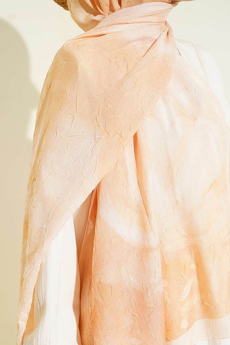 Patterned Bamboo Crinkle Shawl, Yellow Series - Multicolour 8