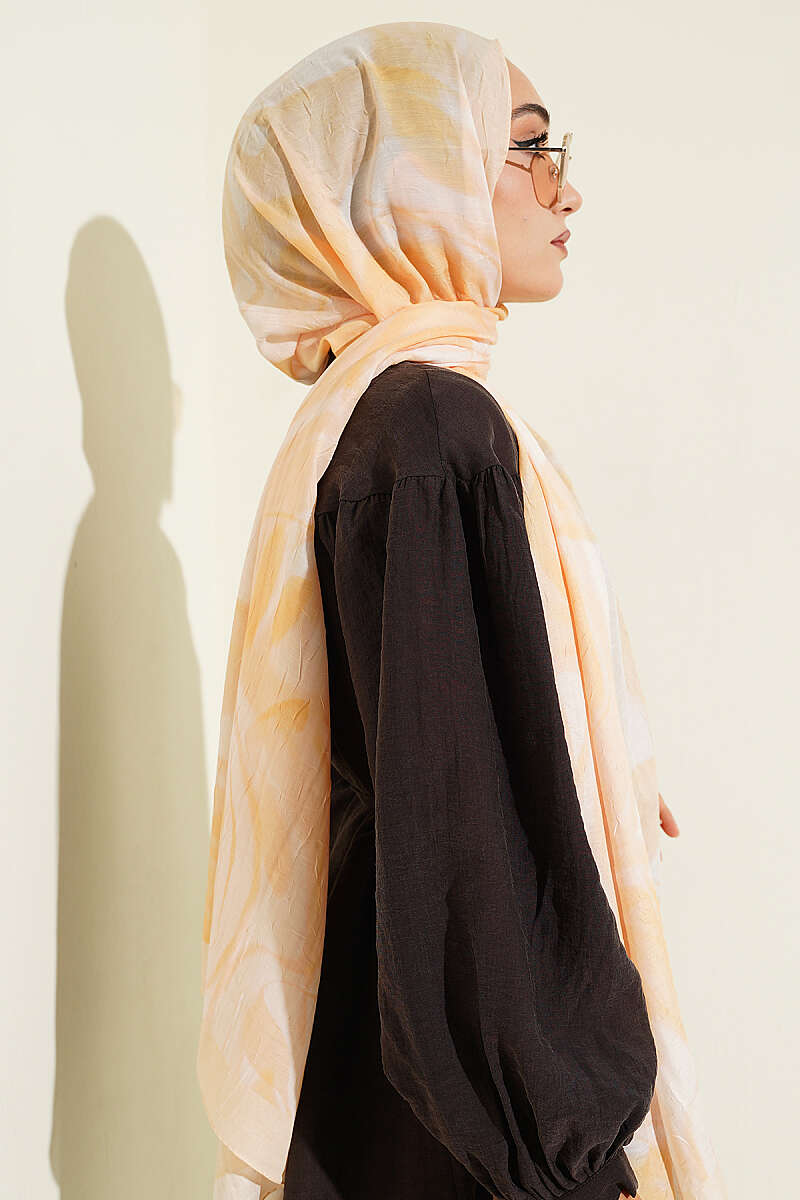 Patterned Bamboo Crinkle Shawl, Yellow Series - Multicolour 9