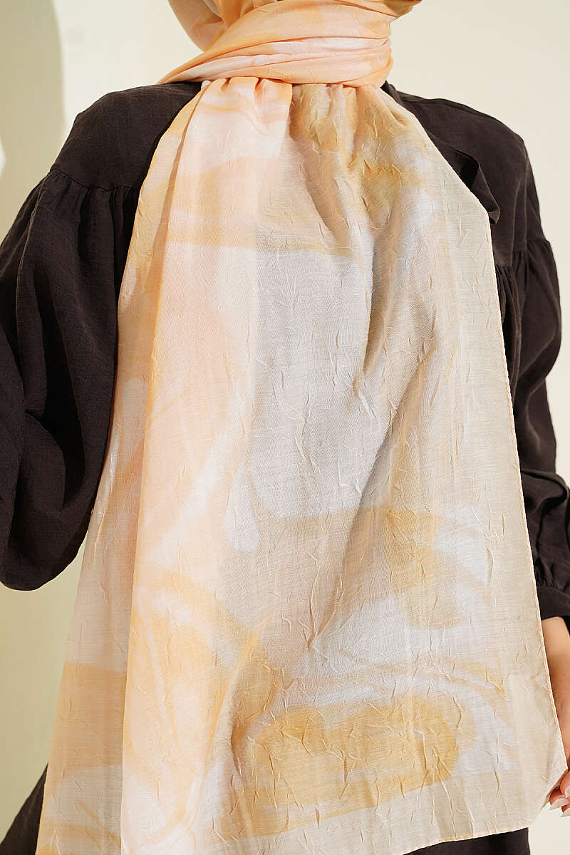 Patterned Bamboo Crinkle Shawl, Yellow Series - Multicolour 9