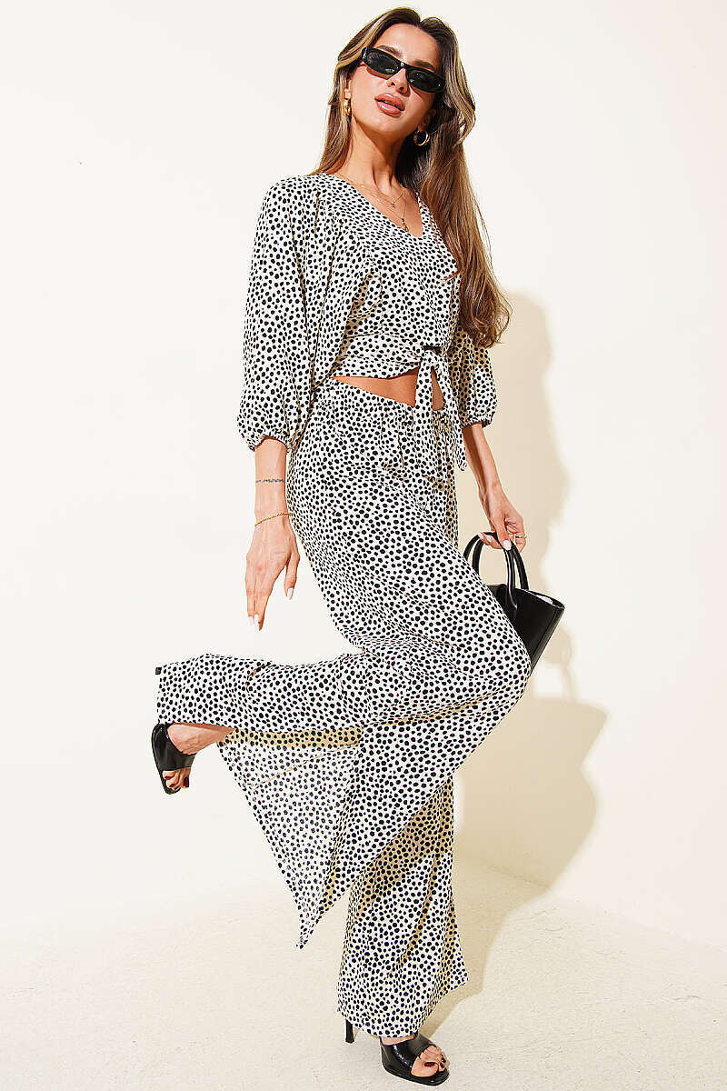 Printed Crop Two-Piece Set - Bone