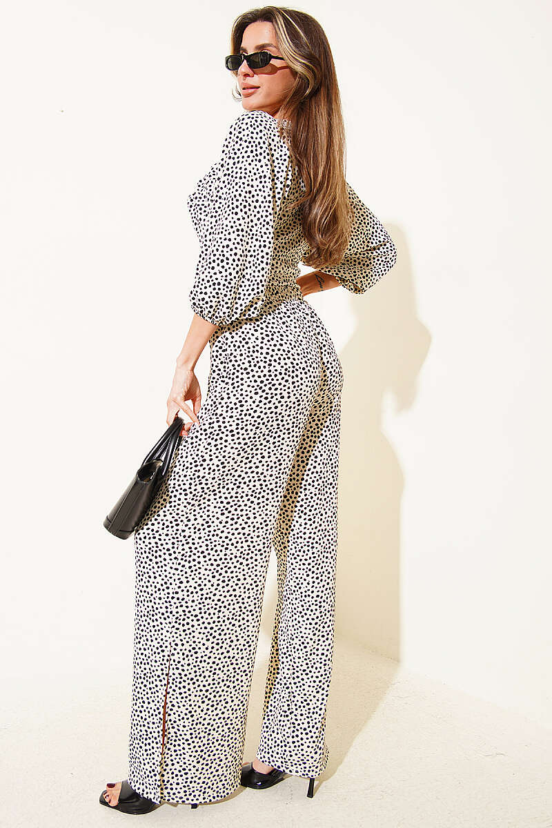 Printed Crop Two-Piece Set - Bone