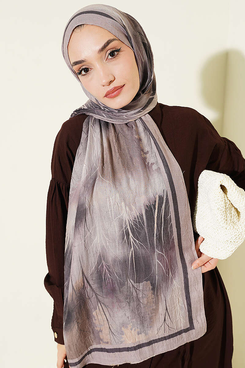 Patterned Modal Crinkle Shawl - Beige