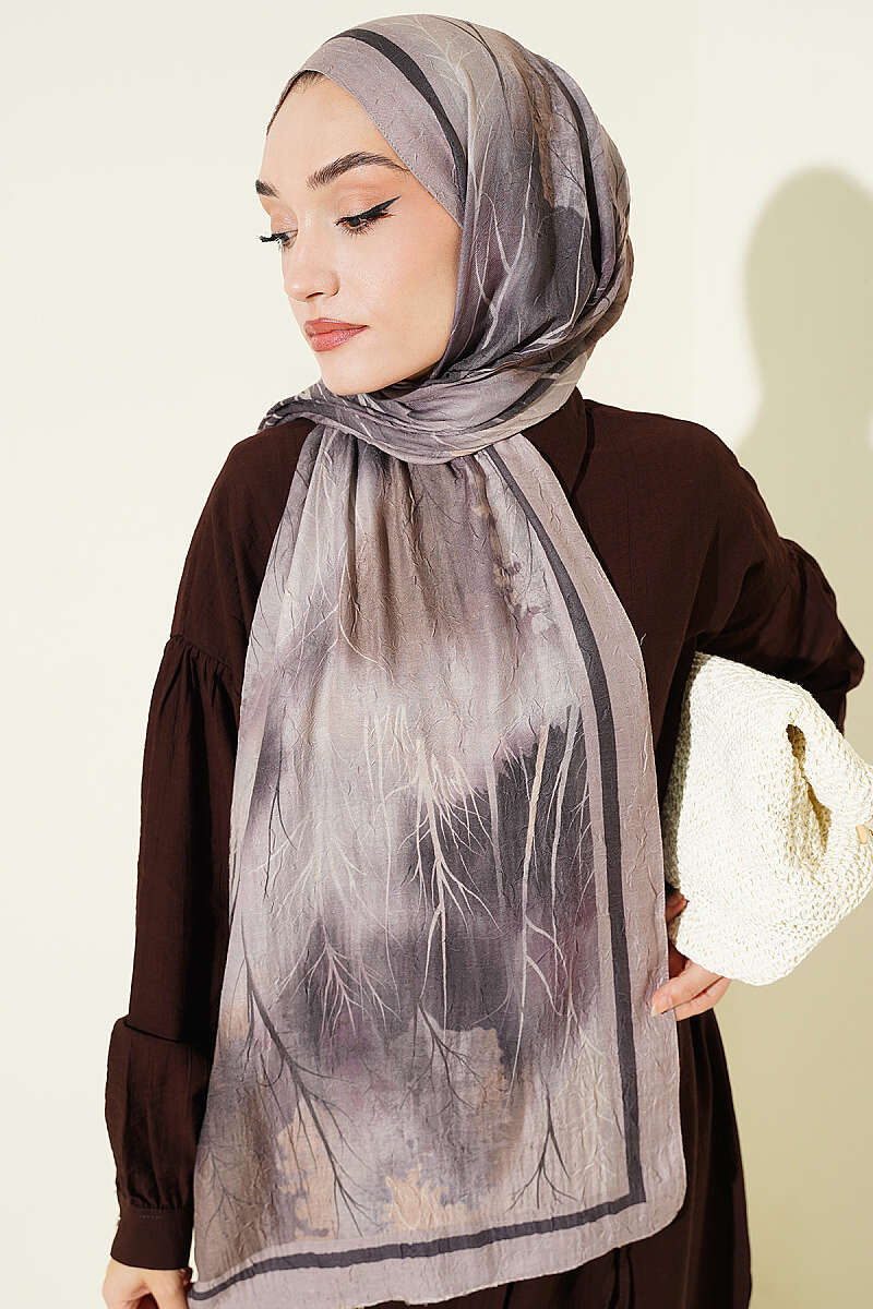 Patterned Modal Crinkle Shawl - Beige