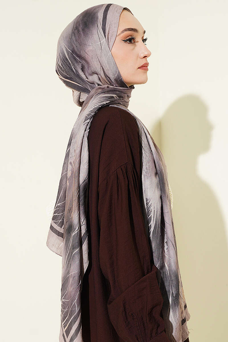 Patterned Modal Crinkle Shawl - Beige
