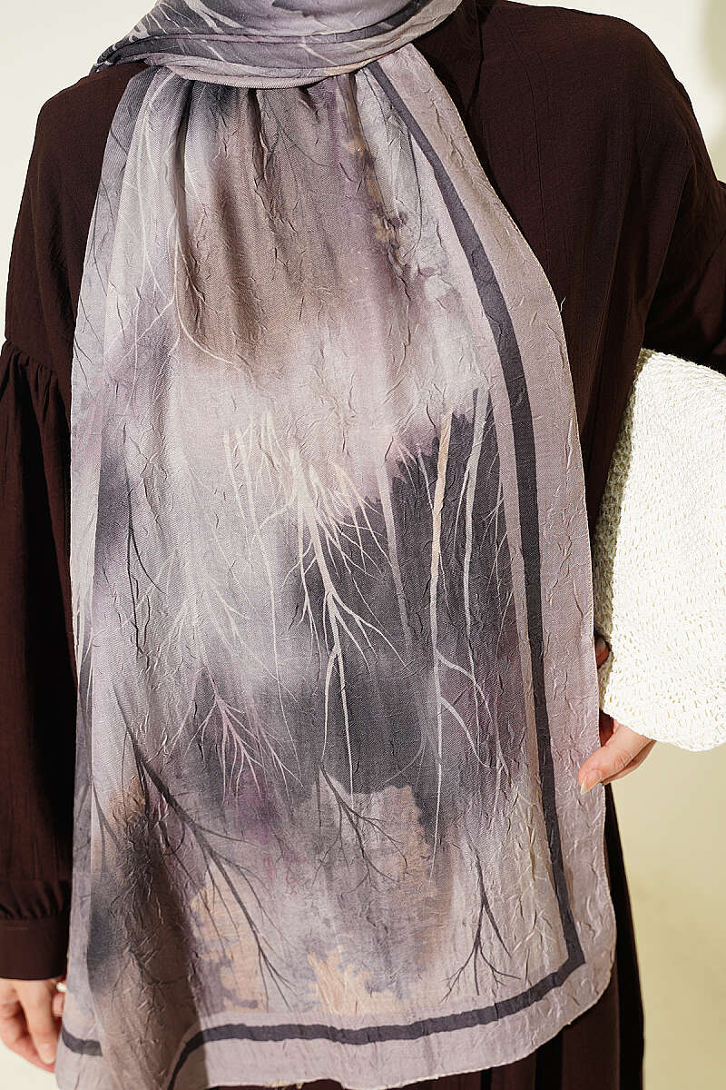 Patterned Modal Crinkle Shawl - Beige