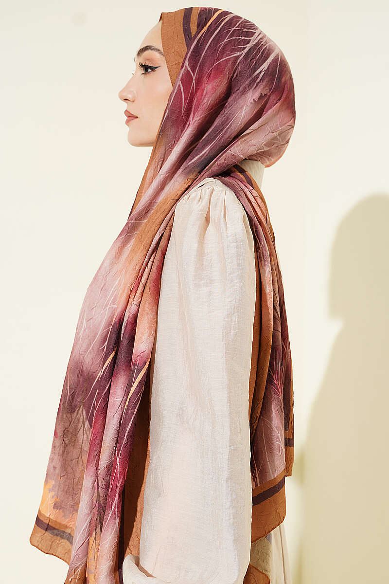Patterned Modal Crinkle Shawl - Camel