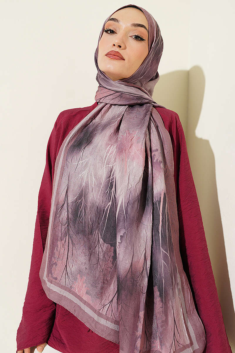 Patterned Modal Crinkle Shawl - Dusty Rose