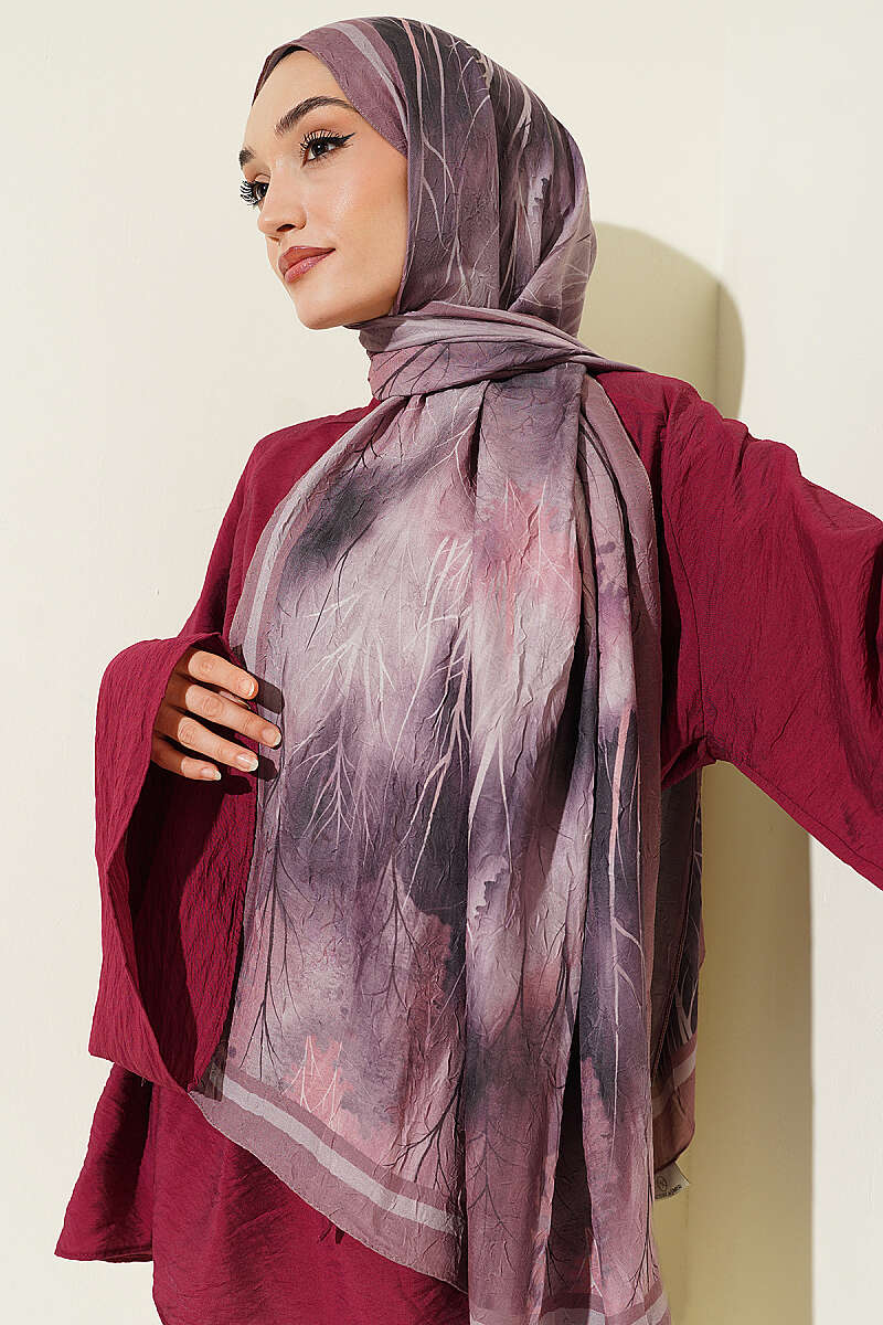 Patterned Modal Crinkle Shawl - Dusty Rose