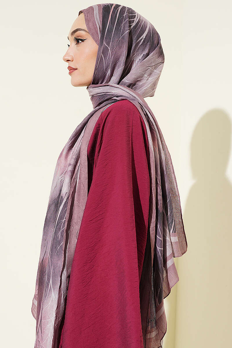 Patterned Modal Crinkle Shawl - Dusty Rose