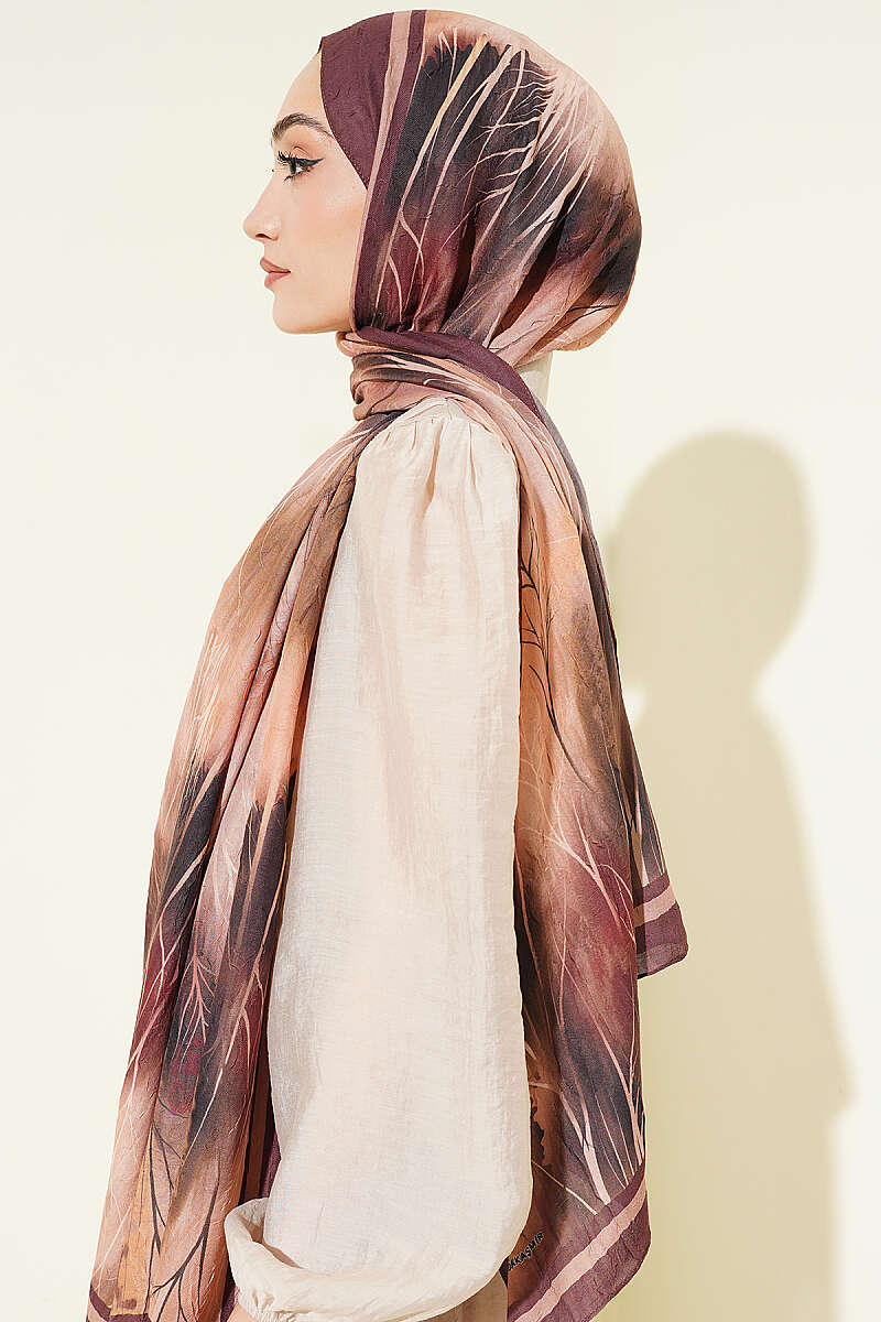 Patterned Modal Crinkle Shawl - Brown
