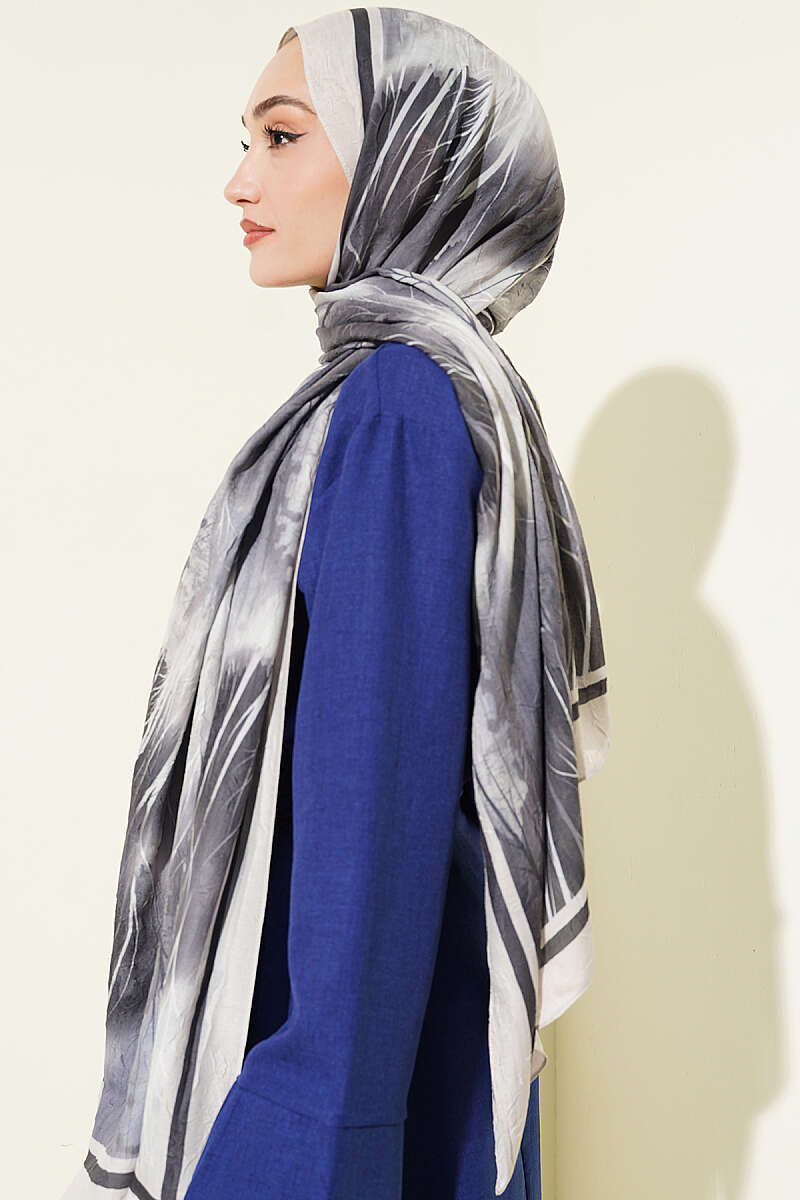 Patterned Modal Crinkle Shawl - Stone