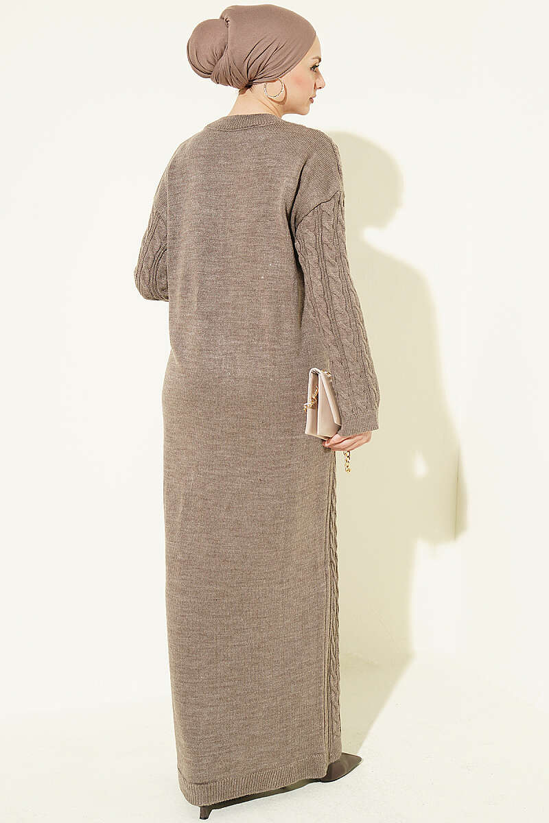 Patterned Cable-Knit Dress - Mink