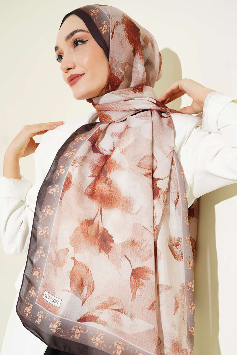 Patterned Soft Shawl, Brown Series - Multicolour 1