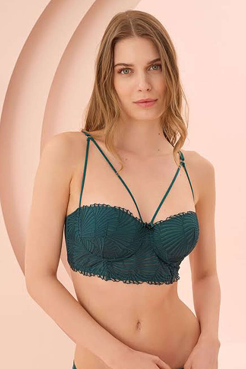 Padded Strappy Bra Set - Emerald