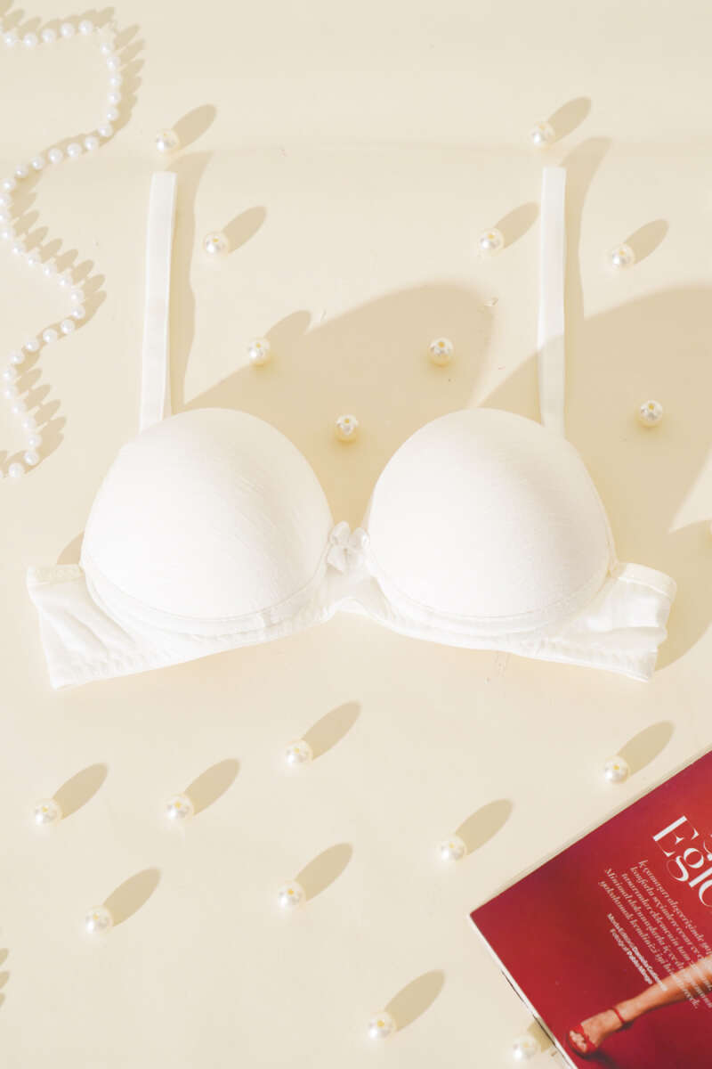 Padded Self-Pattern Bra - Ecru
