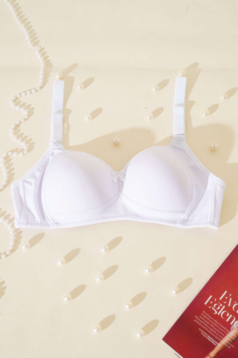 Unpadded Wireless Foam Bra - White