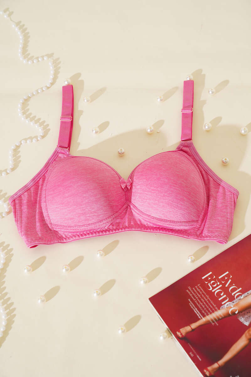 Unpadded Wireless Foam Bra - Heather Pink