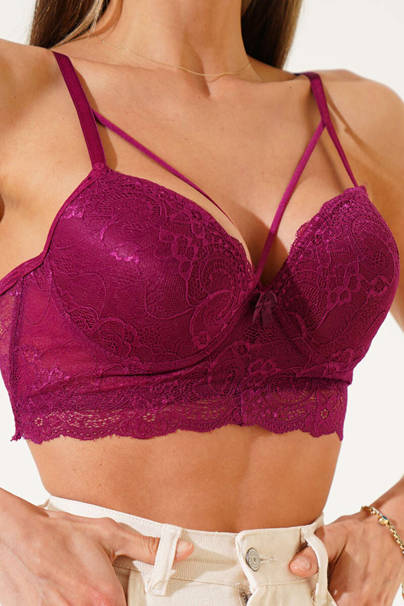 Unpadded Criss-Cross Bralette - Plum