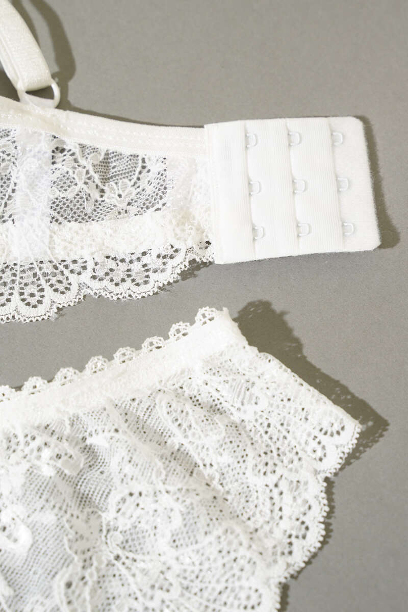 Unpadded Criss-Cross Bralette Set - Ecru