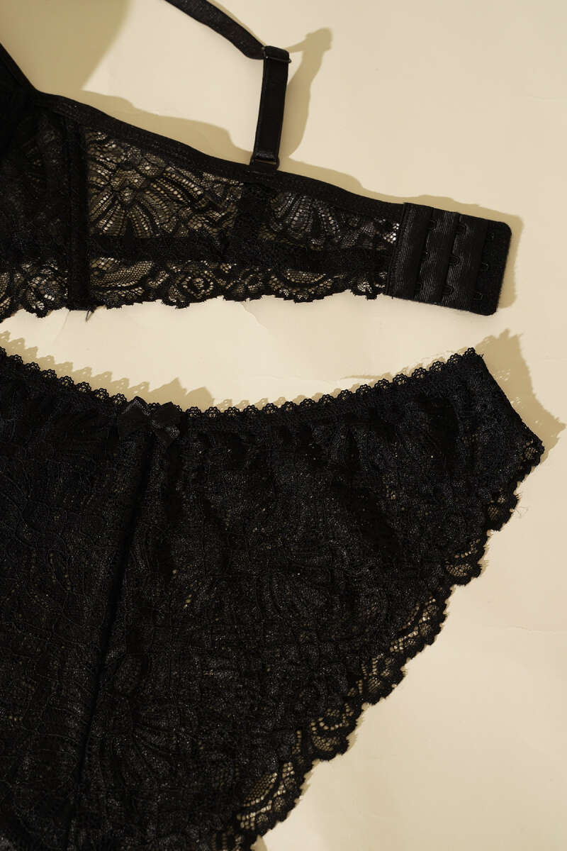 Unpadded Criss-Cross Bralette Set - Black