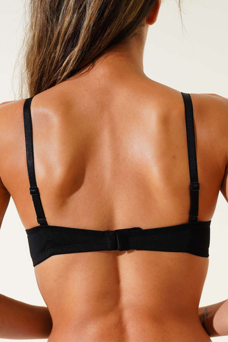 Unpadded Micro Criss-Cross Bra - Black