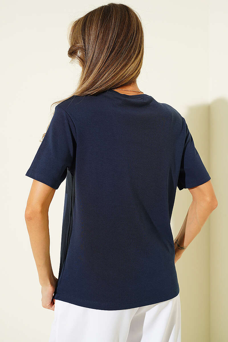 Ribbon Guipure T-Shirt - Navy