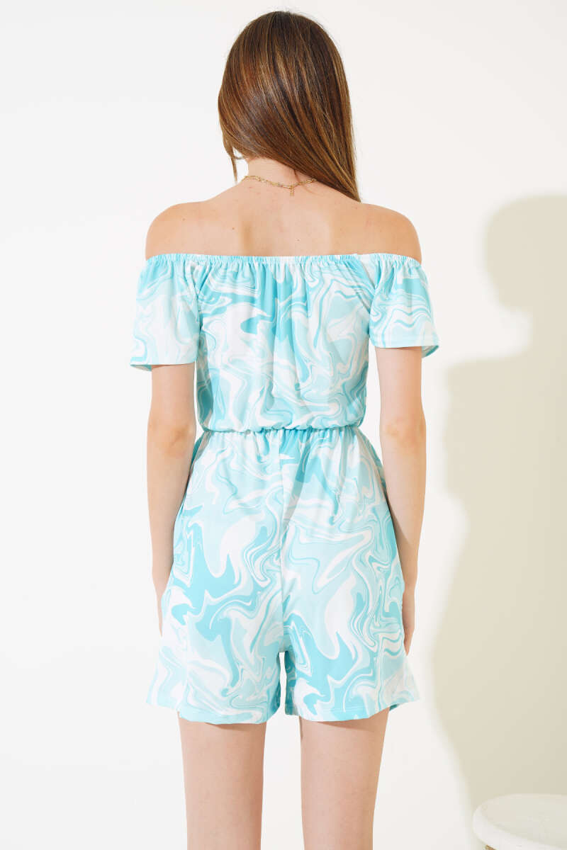 Digital Print Short Jumpsuit - Mint