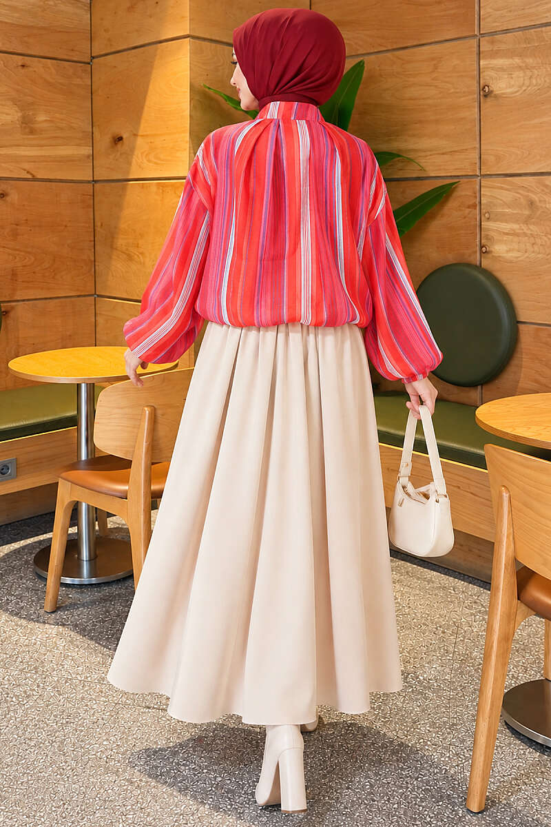 Short Zip-Up Pinstripe Jacket - Orange