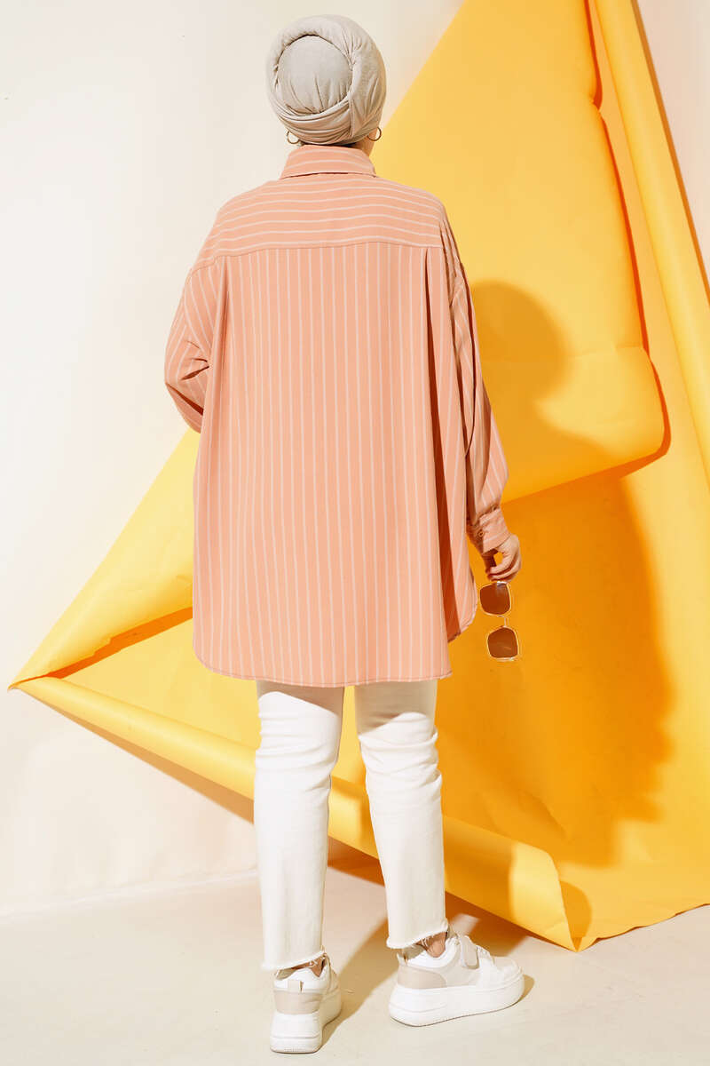 Loose Pinstripe Shirt - Camel