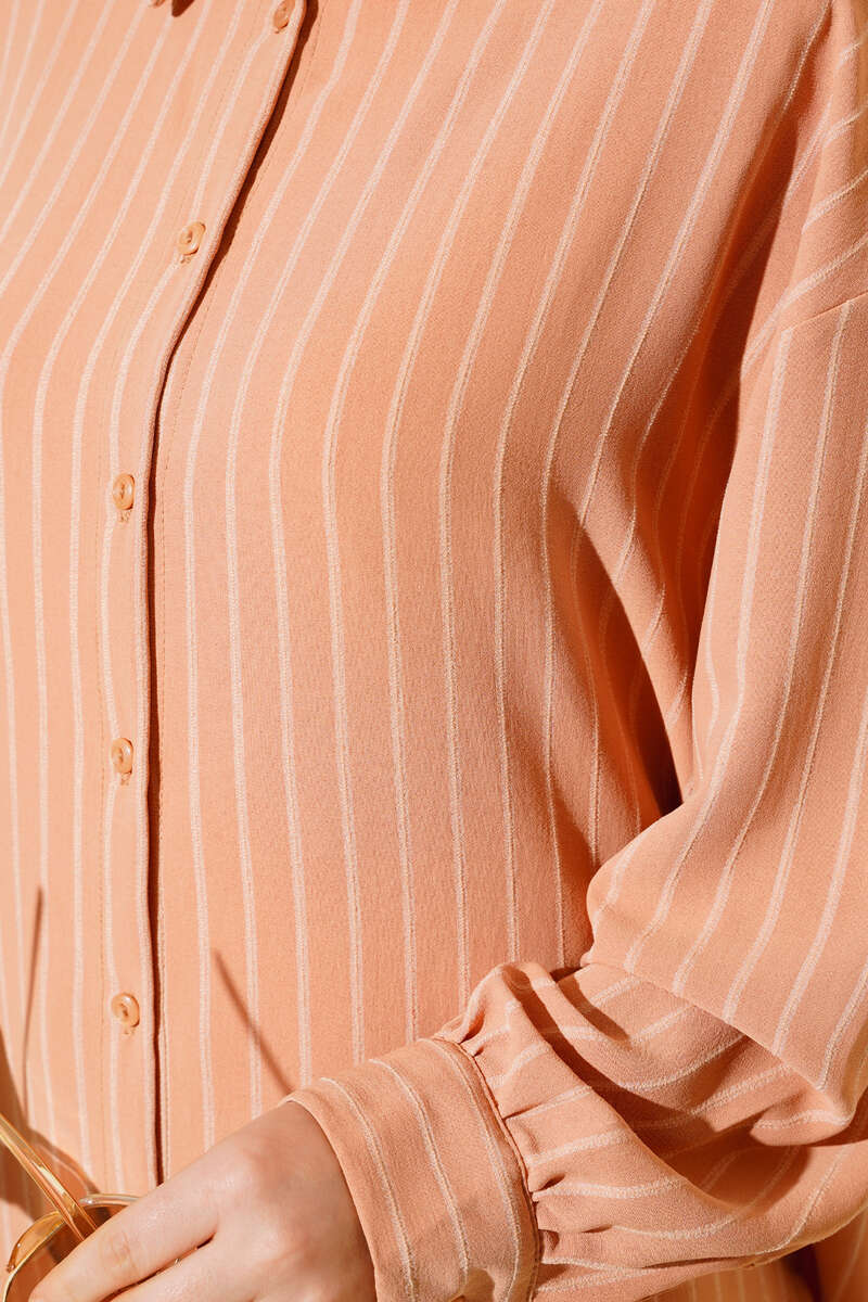 Loose Pinstripe Shirt - Camel