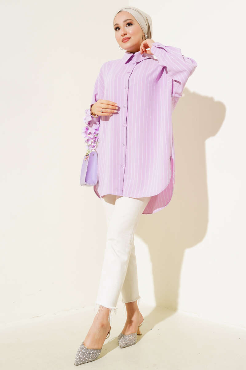 Loose Pinstripe Shirt - Lilac