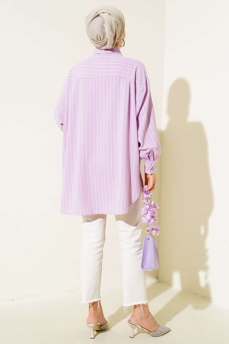 Loose Pinstripe Shirt - Lilac