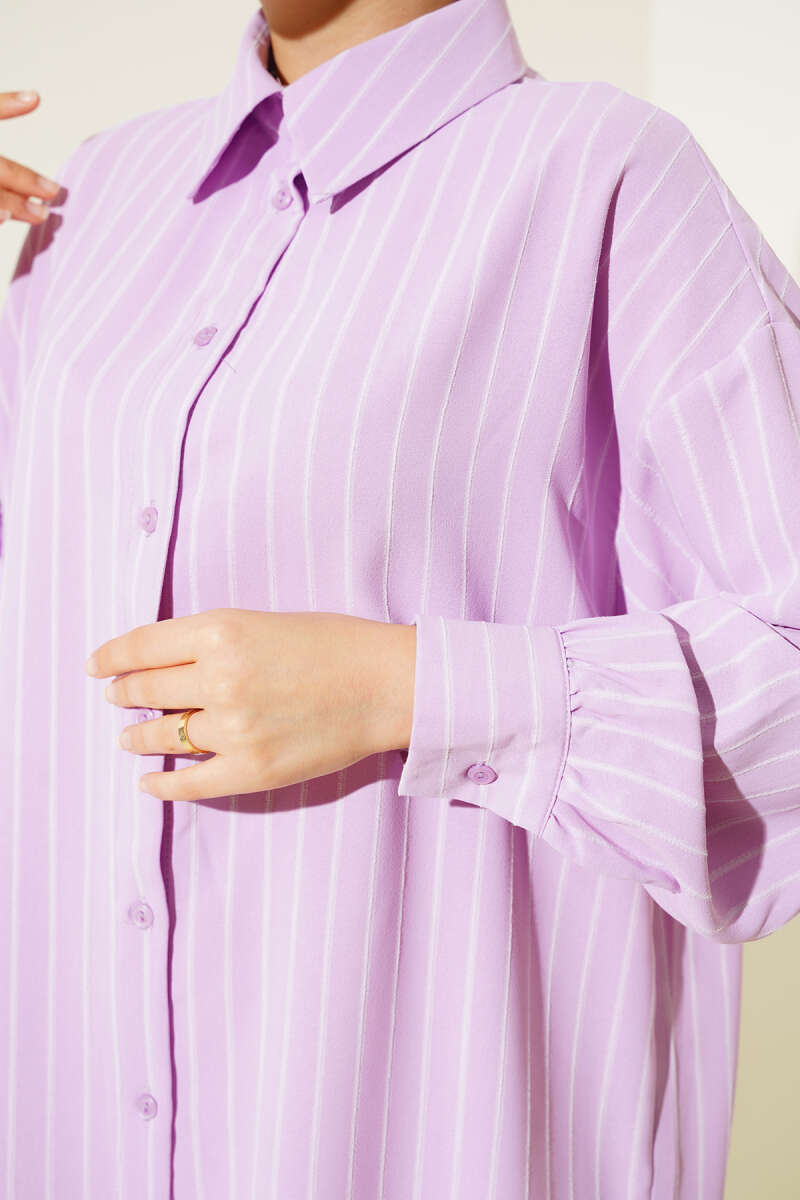 Loose Pinstripe Shirt - Lilac