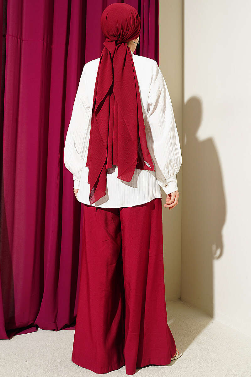 Striped Shirt with Rectangle Belt Buckle - Ecru