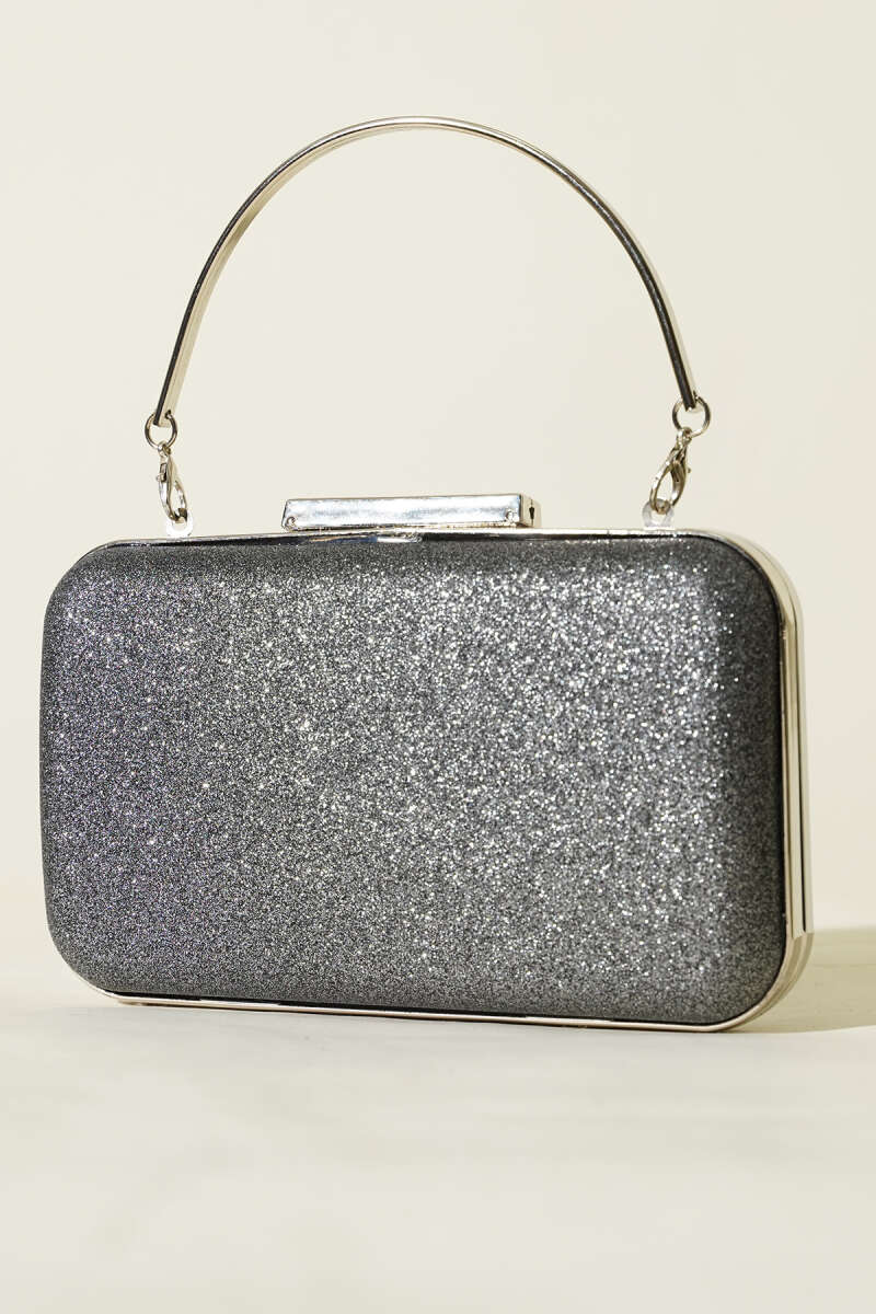 Rectangular Evening Bag with Handle - Smoke Grey