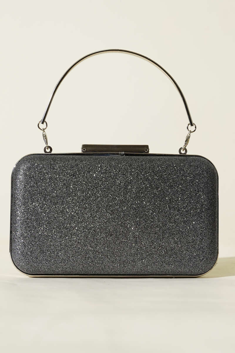 Rectangular Evening Bag with Handle - Smoke Grey
