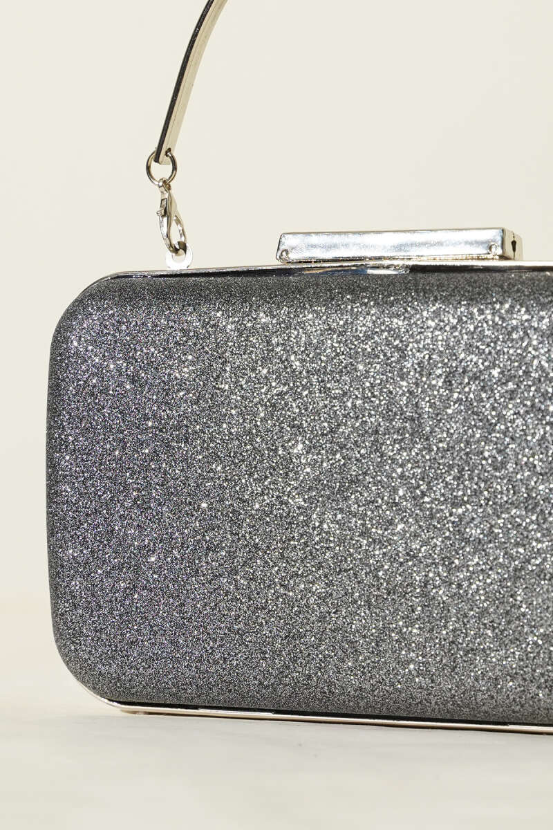 Rectangular Evening Bag with Handle - Smoke Grey