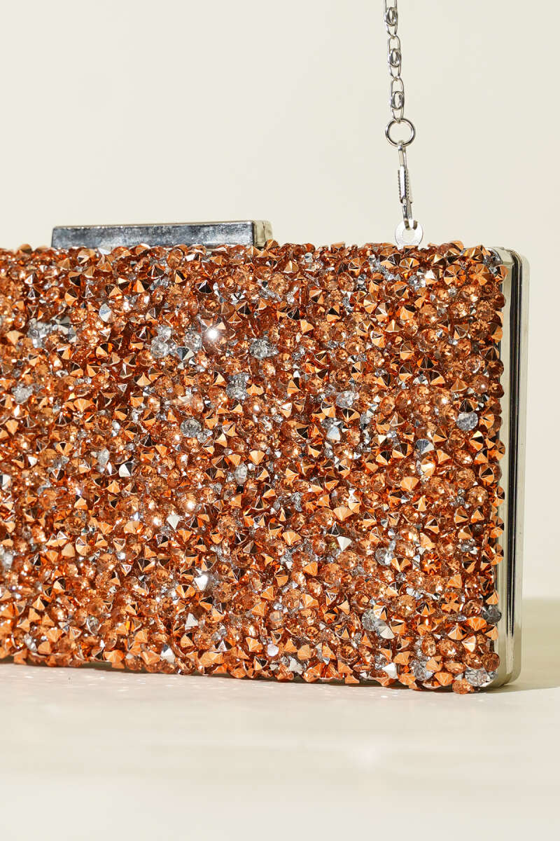 Rectangular Stone Evening Bag - Copper
