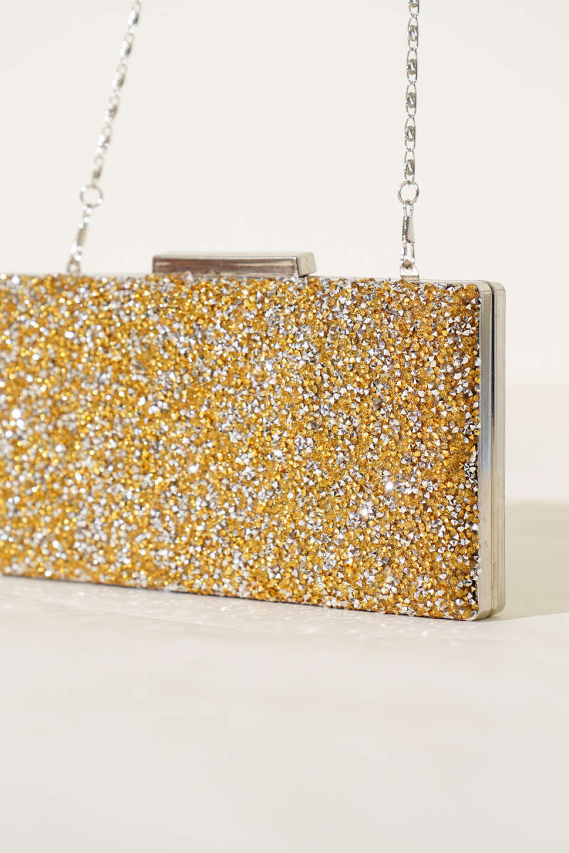 Rectangular Stone Evening Bag - Yellow