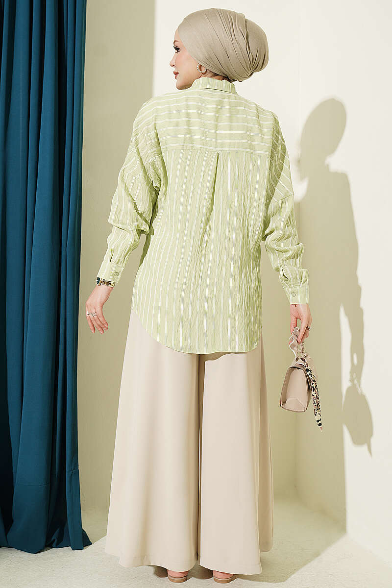 Basic Pinstripe Shirt - Almond Green