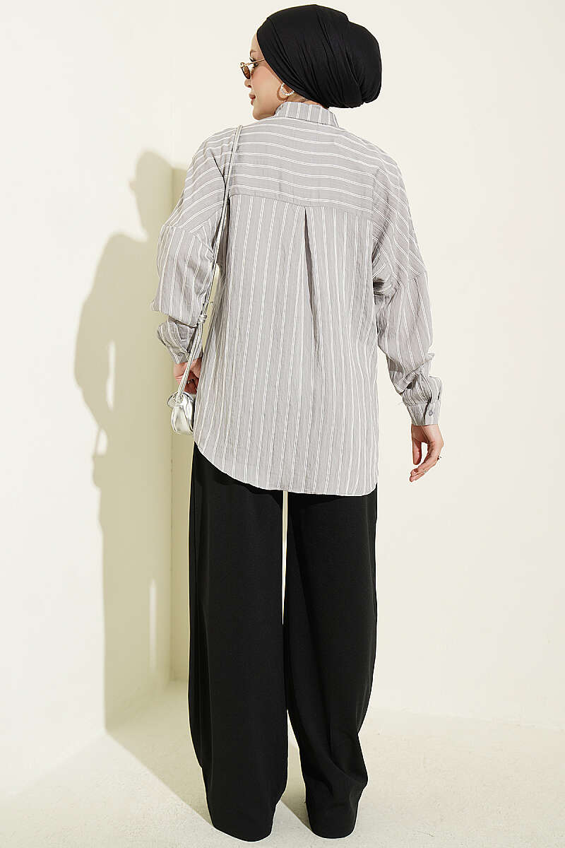Basic Pinstripe Shirt - Grey