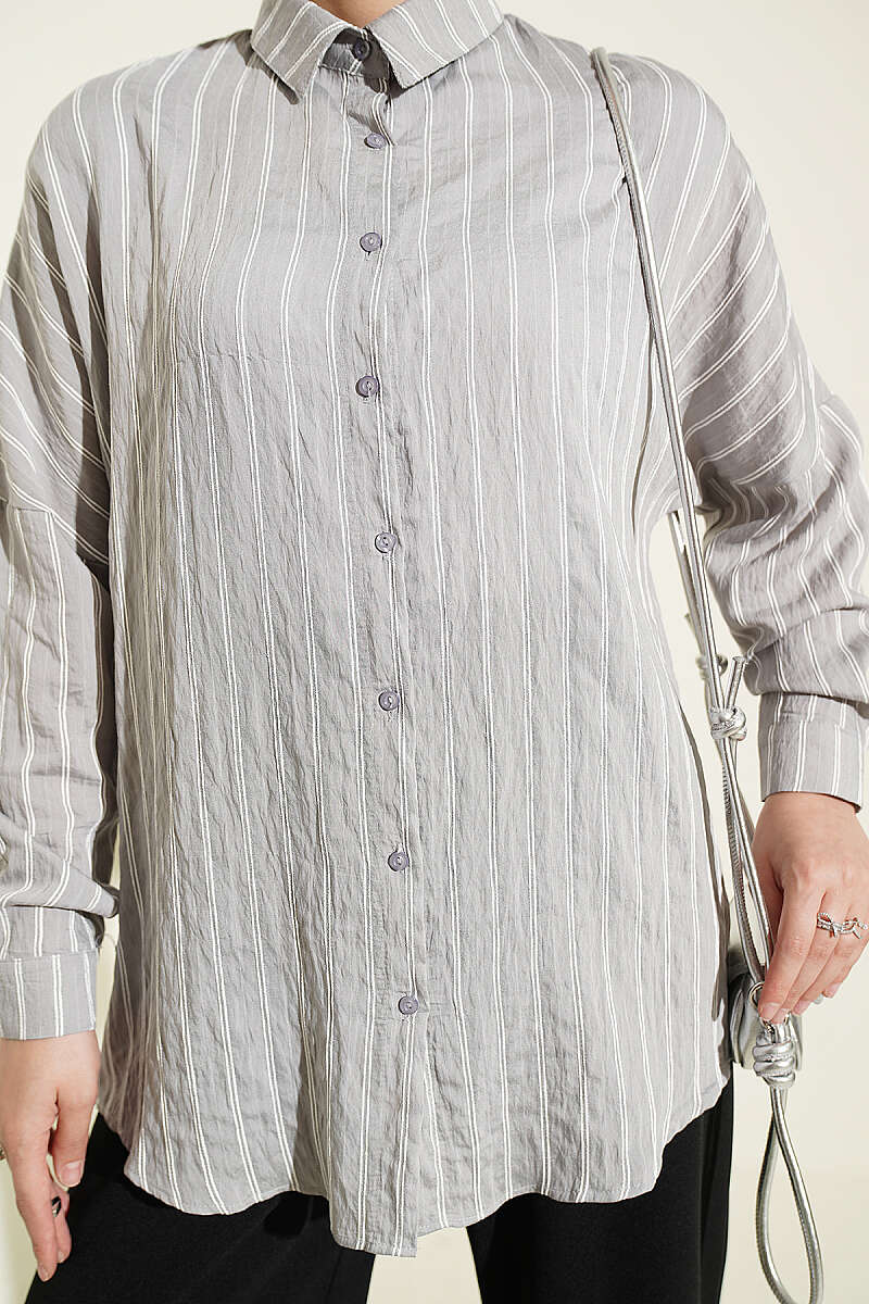 Basic Pinstripe Shirt - Grey