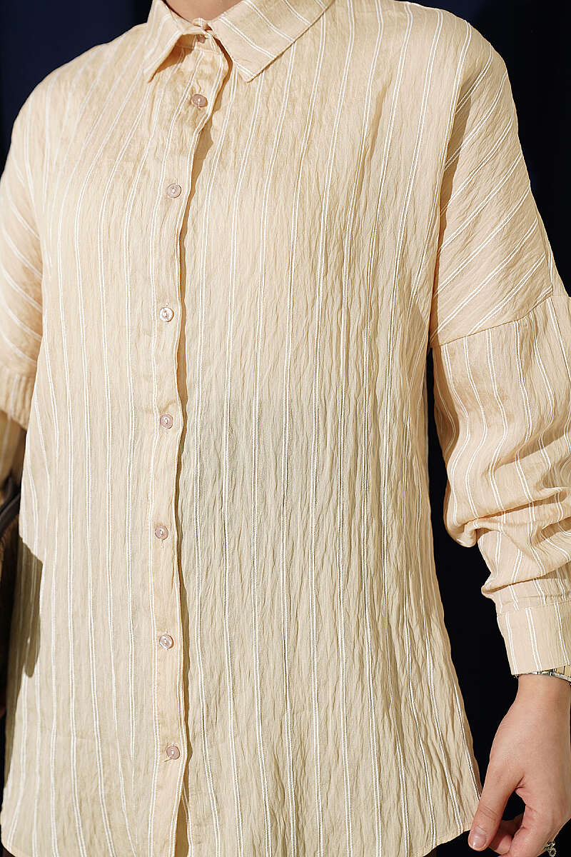 Basic Pinstripe Shirt - Latte
