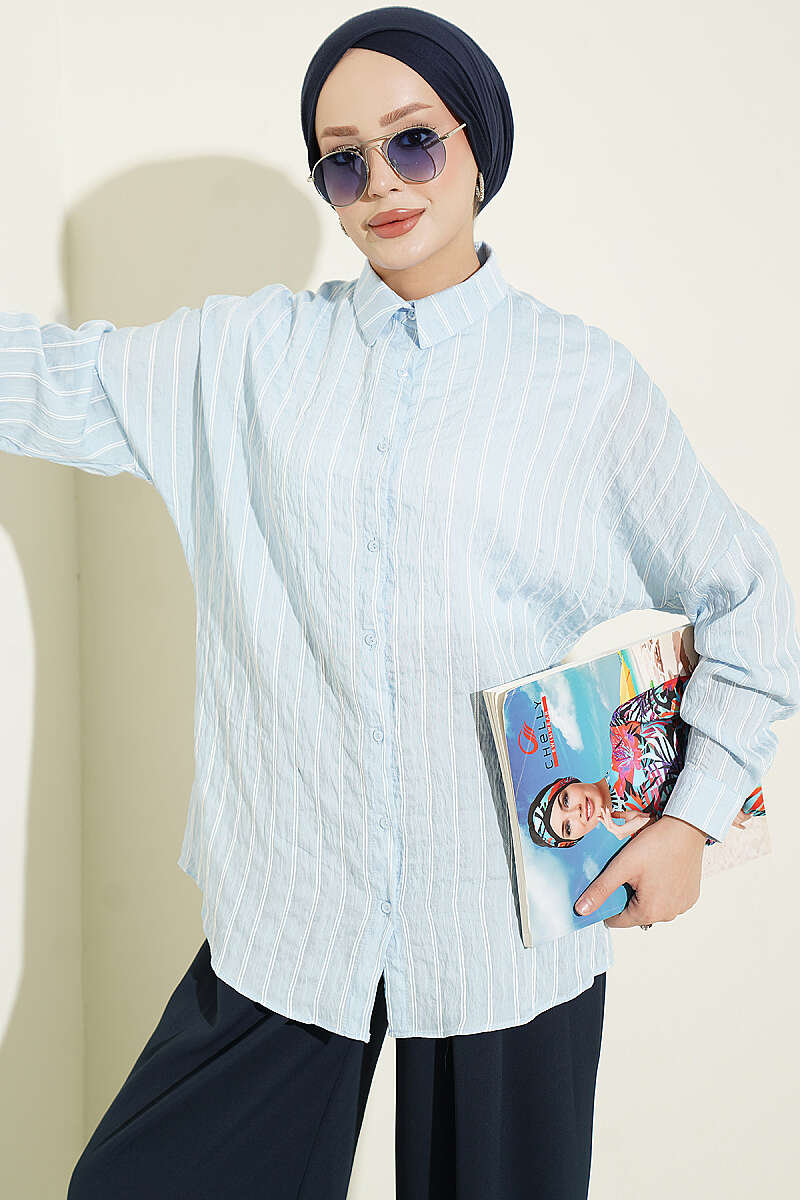Basic Pinstripe Shirt - Blue