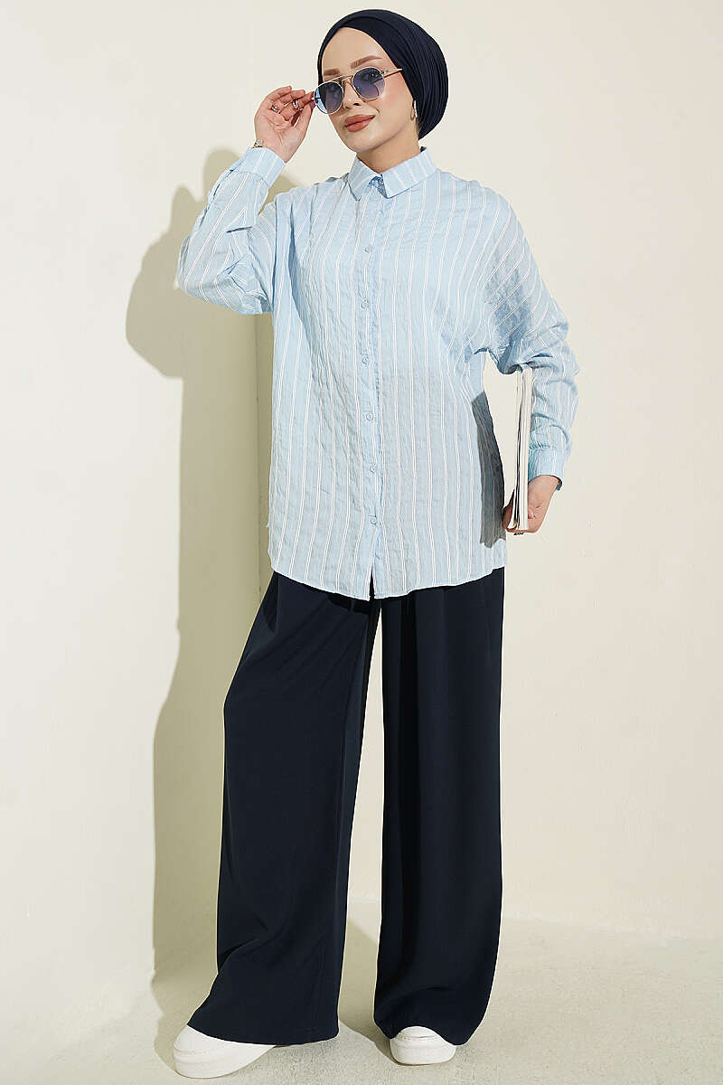 Basic Pinstripe Shirt - Blue