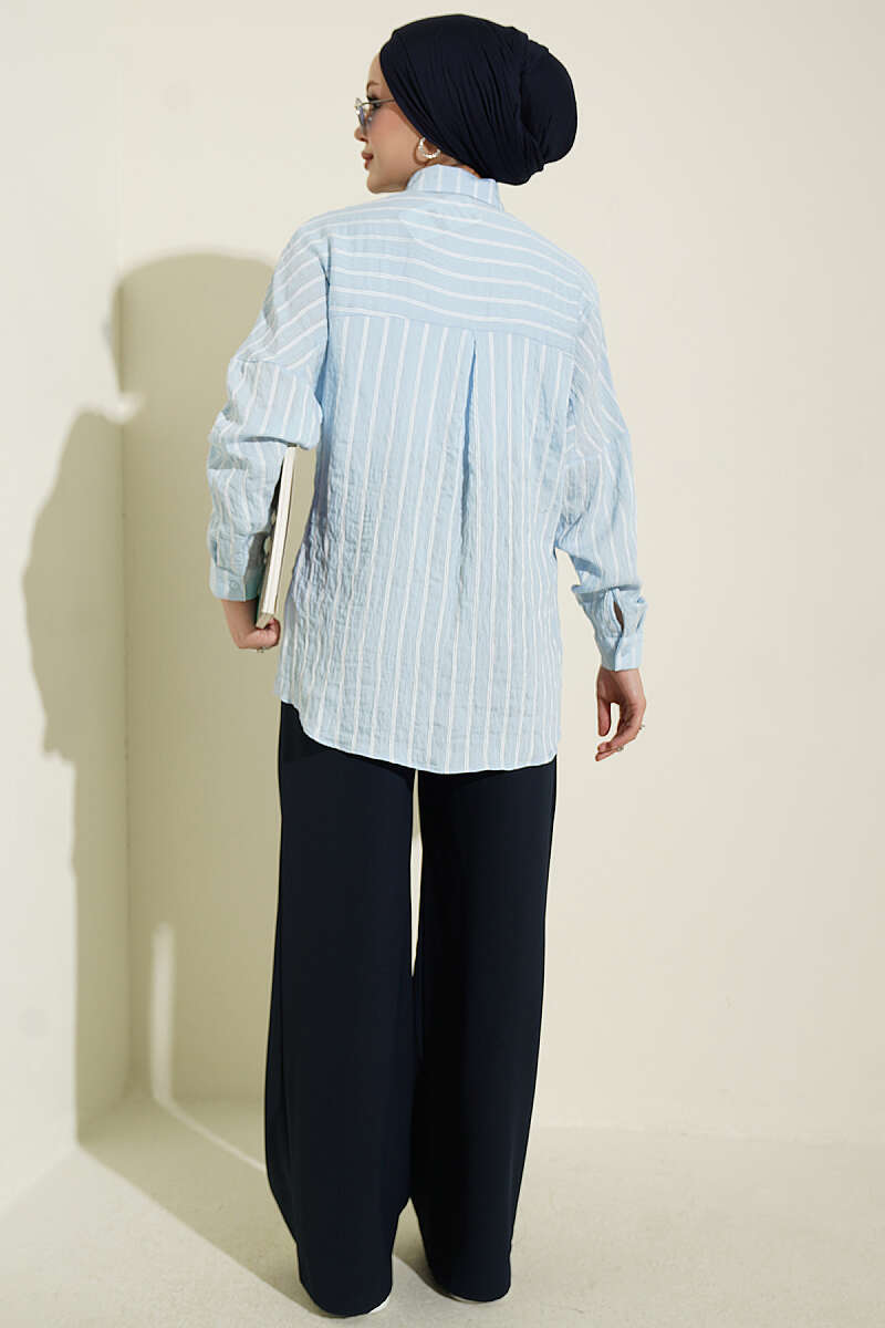 Basic Pinstripe Shirt - Blue